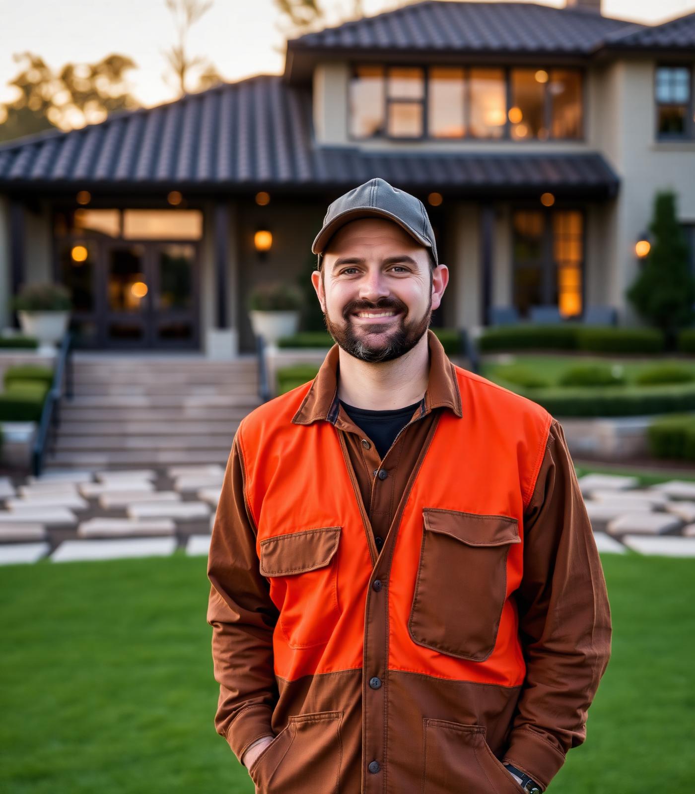 Founder standing in front of a luxury property